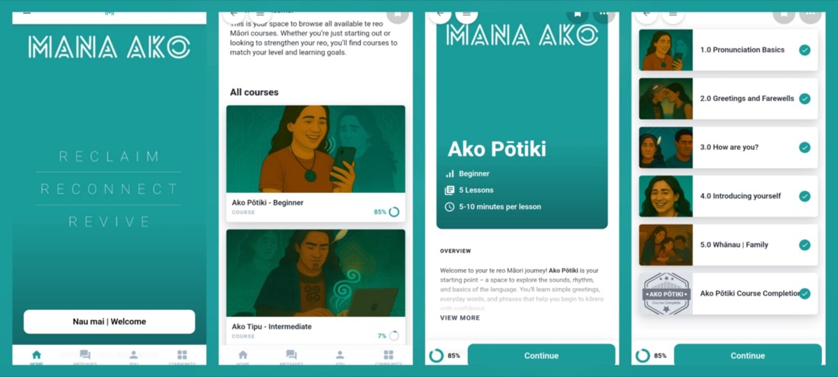 Mana Ako app — courses, lessons, and learning interface